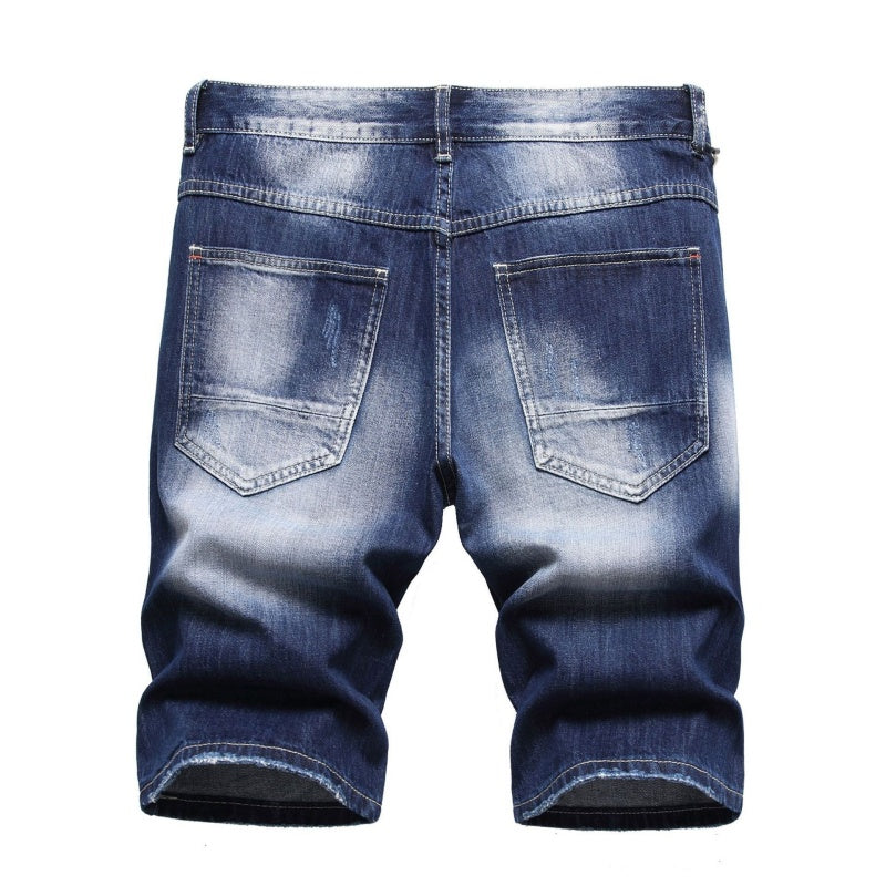 Denim shorts High-quality trendy casual pure cotton Non-stretch plus-size men's clothing