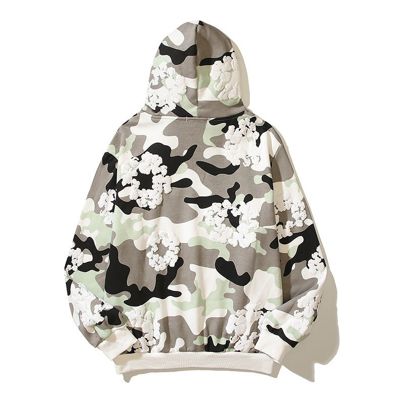 Denim Tears Hoodie Fleece Camouflage Cotton Wreath Graphic Oversized Hooded