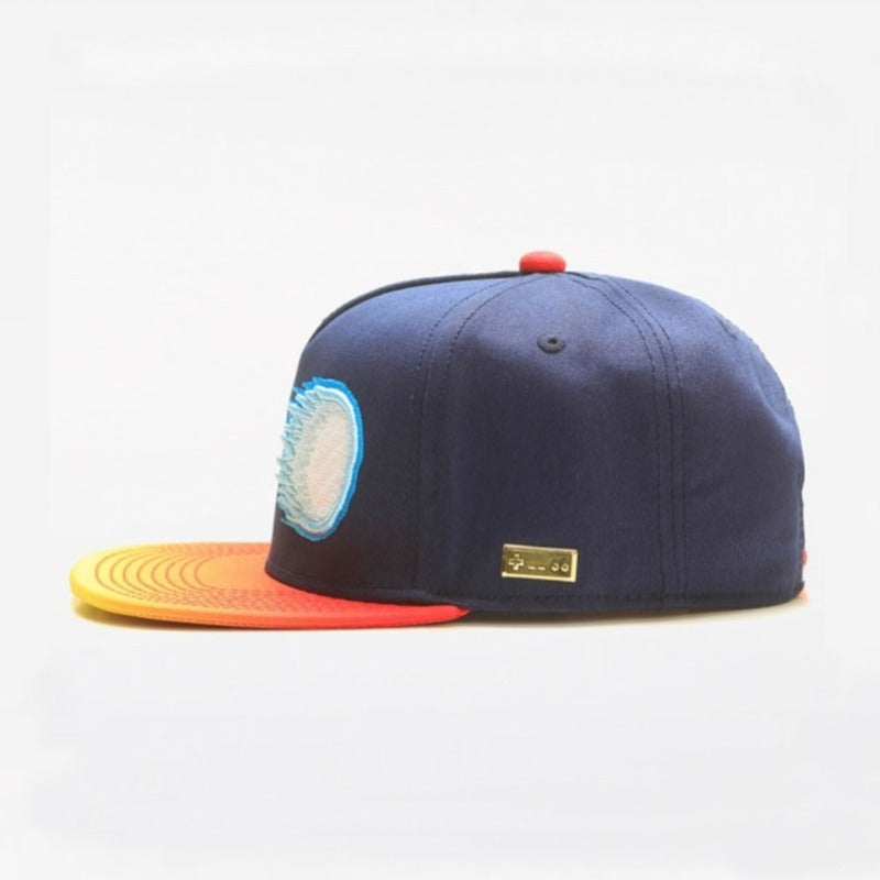 Trendy flat brimmed snapback hatscartoon embroidered