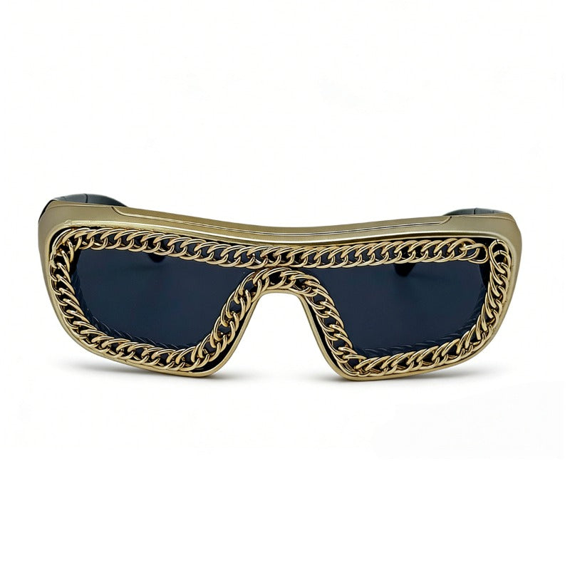 Trendy punk glasses chain decorated retro