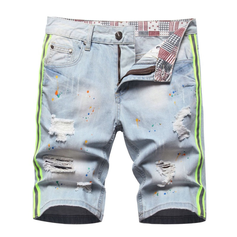 Denim shorts High-quality trendy casual pure cotton Non-stretch plus-size men's clothing