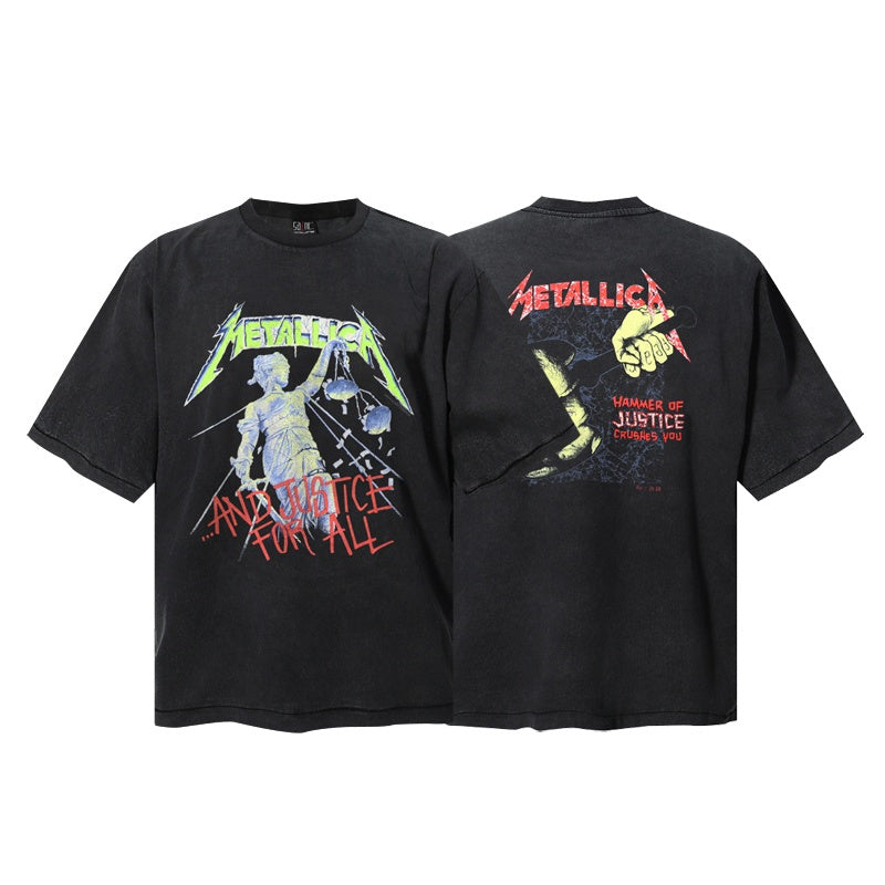 Saint Michael T Shirts Lady Justice Double Sided Distressed Graphic