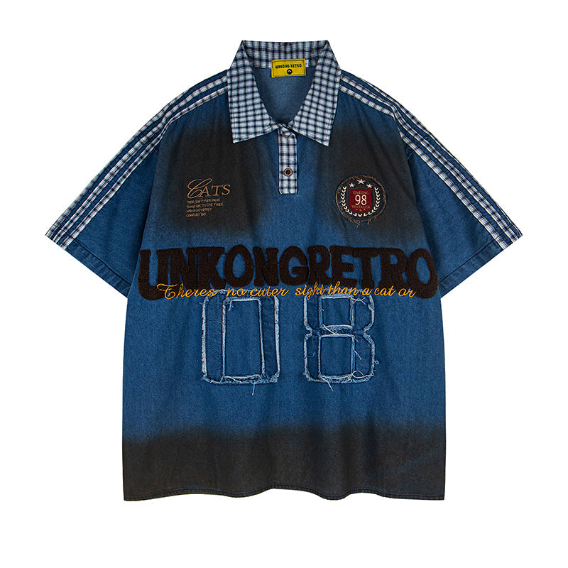 Unisex vintage T-shirt Polo shirt with a stand-up collar