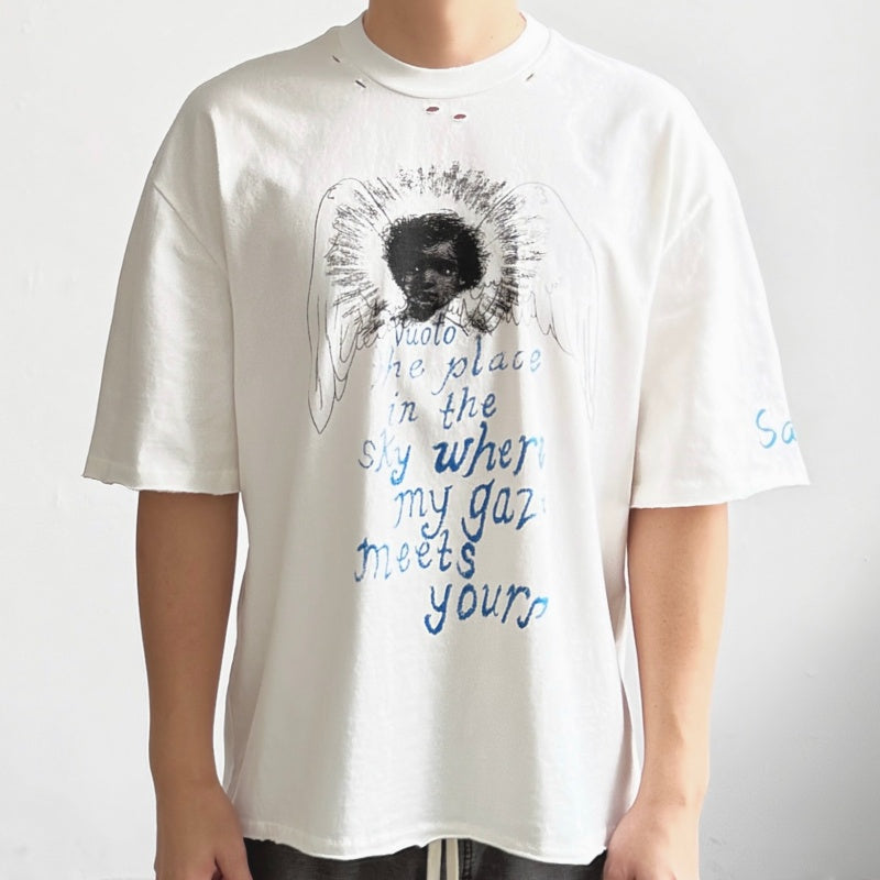 Unisex Vintage T Shirts Saint x Gallery Dept. Guardian Angel Collaboration (Limited Edition). Features heavyweight 320g fabric that retains its quality after washing and matches the original specifications. Constructed using vintage-style single-st