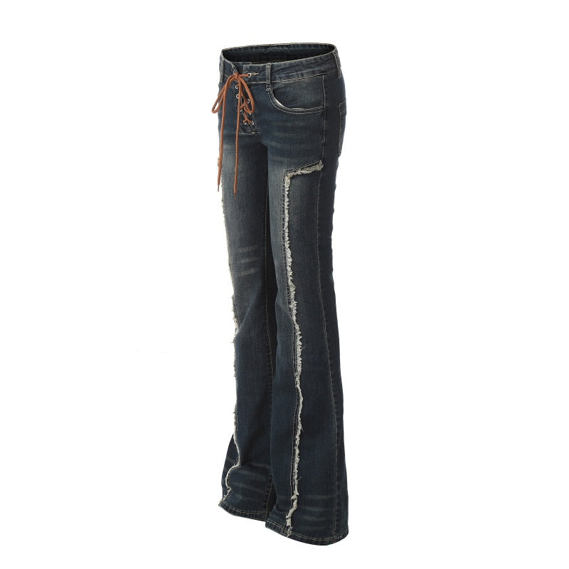 American-style streetwear harem pants Retro Faded Wash Low Rise Bootcut Cut