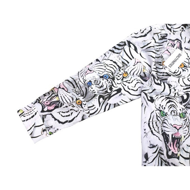 GUILTYPARTIES TIGER Long sleeved shirt Tiger totem full print Hawaiian long-sleeved shirt