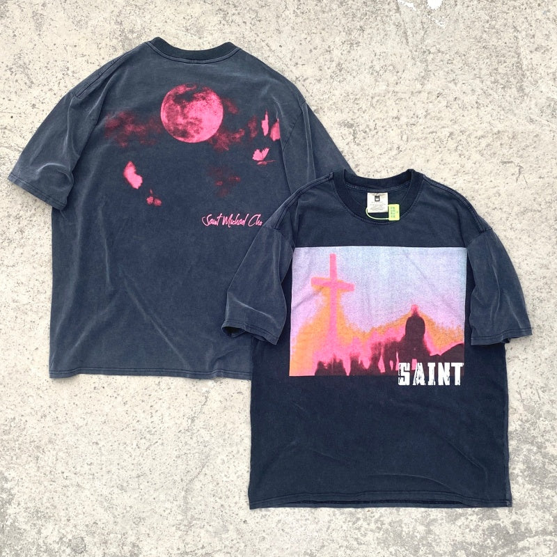 Unisex Vintage T Shirts Pink Planet Limited Edition: Heavyweight, Distressed, and Acid-Washed High-Street Retro Style