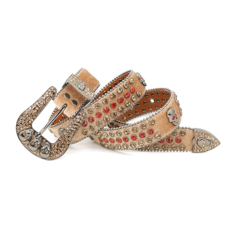 Hip-hop punk rhinestone belt meneasiest for match