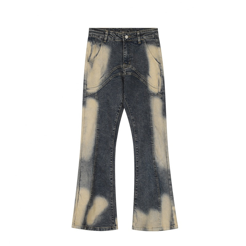 American-style streetwear harem pants Contrast Cloud Washed Flare Streetwear Trousers