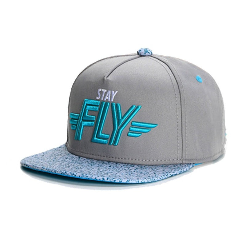 Trendy flat brimmed snapback hatsfly picture