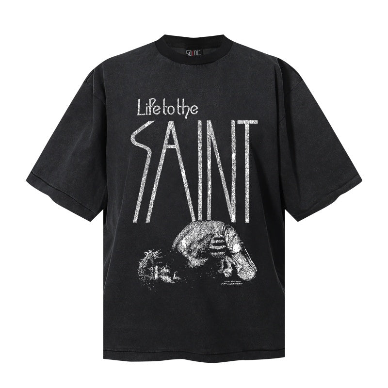 Saint Michael T Shirts Life to the Saint Vintage Washed Graphic