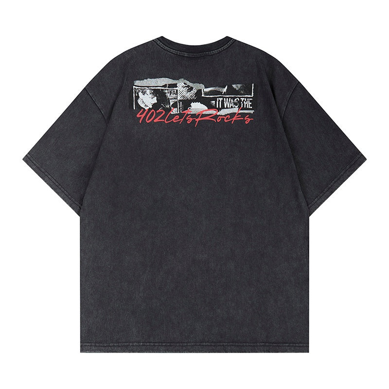 Unisex vintage T-shirts  Trendy black-and-white print