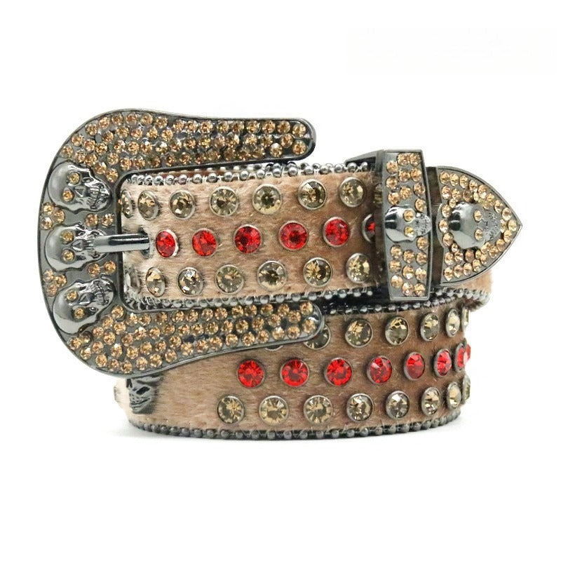 Hip-hop punk rhinestone belt meneasiest for match