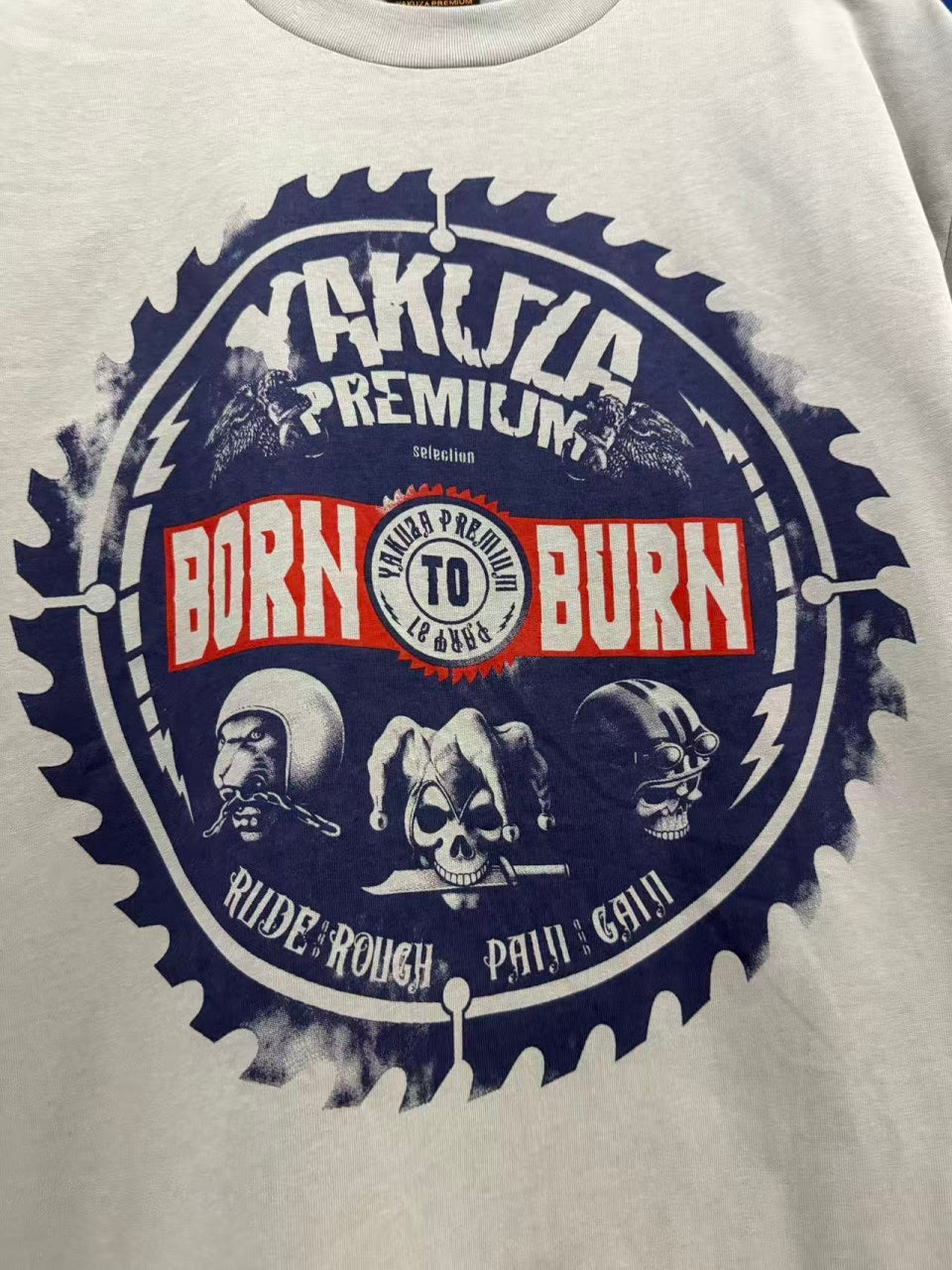 Vintage style washed summer wear T shirt Skull 260G pure cotton high-quality streetwear