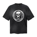Saint Michael T Shirts Acid Washed Distressed Circle Frame Skull Grunge Graphic Short Sleeve Tee