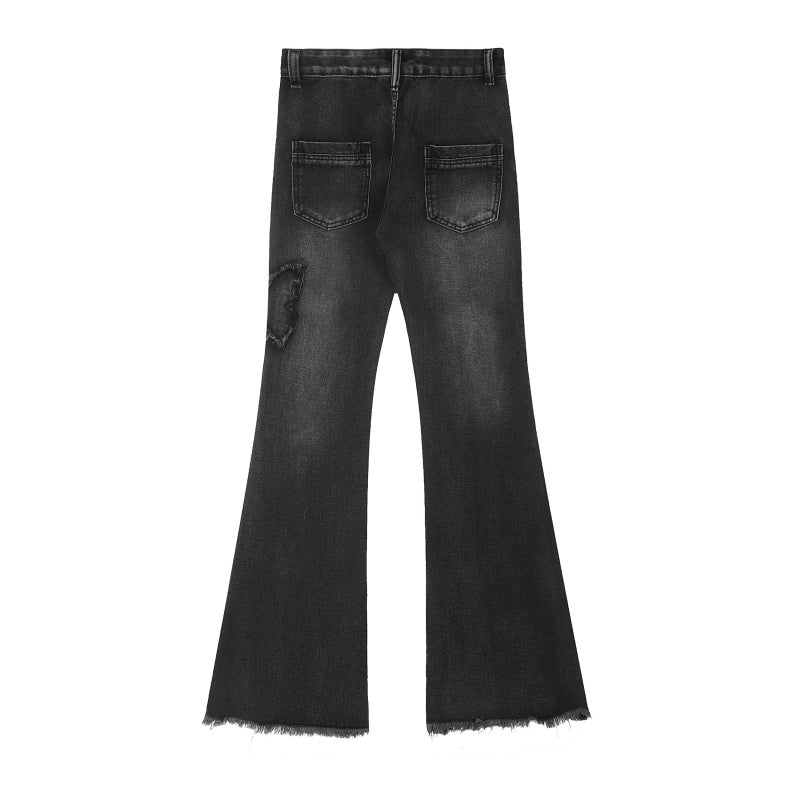 American-style streetwear harem pants Raw frayed hem edge detail