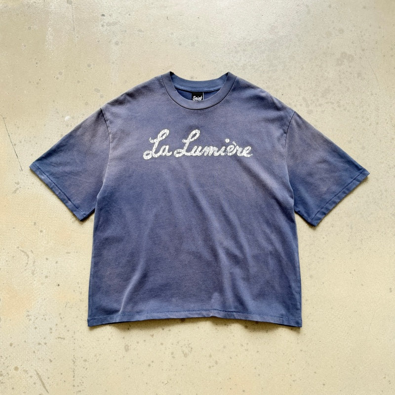 Unisex Vintage T Shirts SAINT MICHAEL La Lumière (French for The Light) Limited Edition. Features heavyweight 320g fabric (post-wash weight) that matches the original specifications, along with vintage-style single-stitch and blind stitch (top-