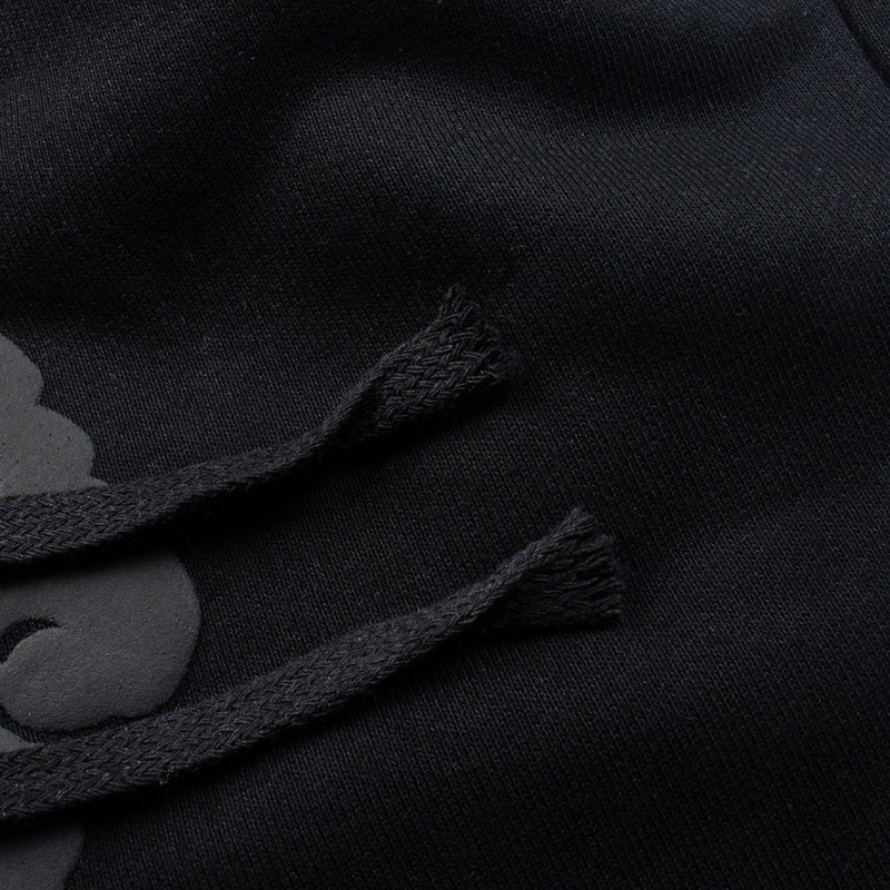 Denim Tears Shorts Cotton Embossed Black Cotton Wreath Graphic Oversized Drawstring