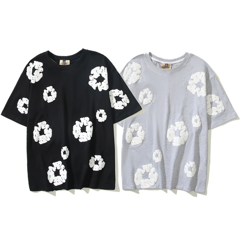 Denim Tears T Shirts Cotton All-Over Flower Wreath Graphic Oversized Tee