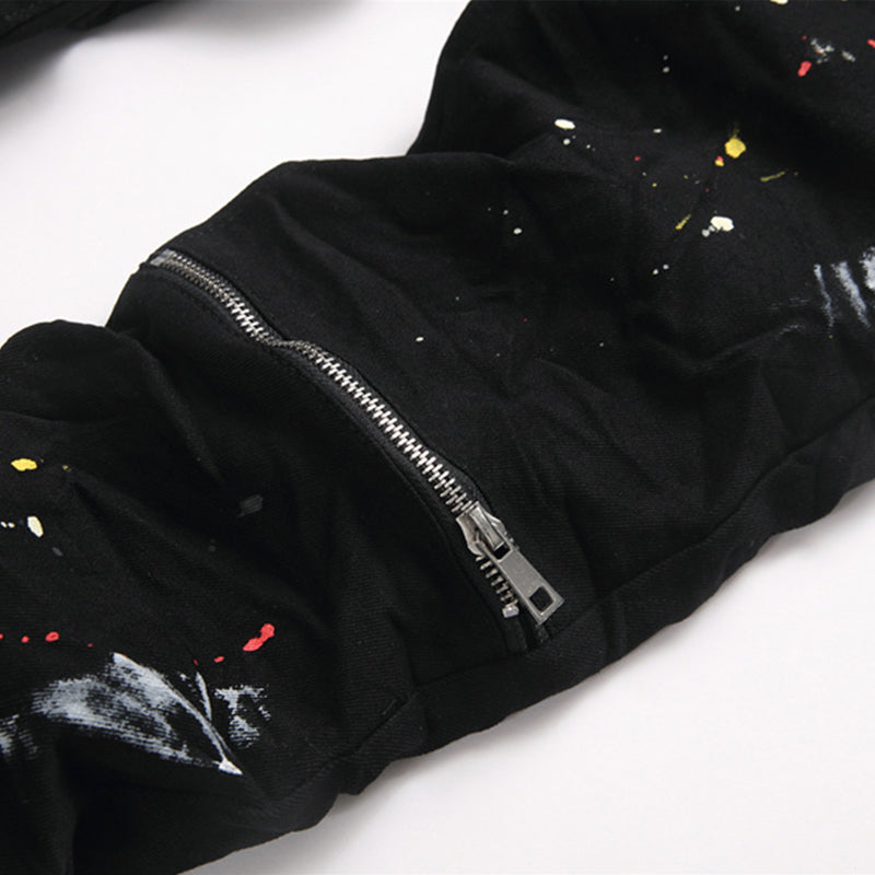 Mens Fashion Jeans White graffiti S8286# Pure cotton high quality