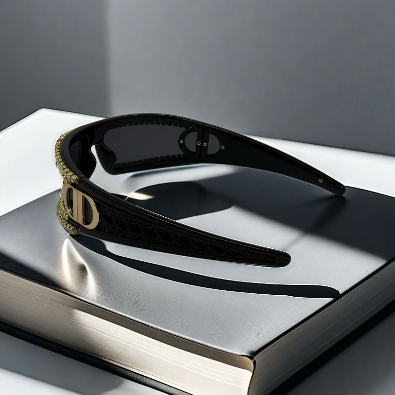 Trendy punk glasses with diamonds