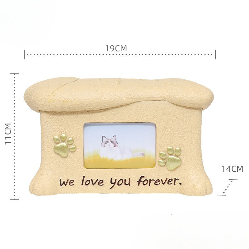 Pet Grave Marker Cross-border Spot Resin Creative Pet Dog Dog Urn With Photo Frame Kitten Puppy Animal Memorial Funeral Supplies
