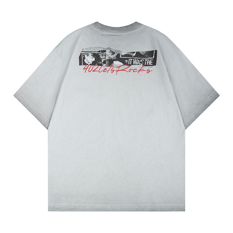 Unisex vintage T-shirts  Trendy black-and-white print