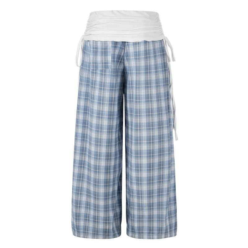 American-style streetwear harem pants Pleated Front Checkered Casual Wear