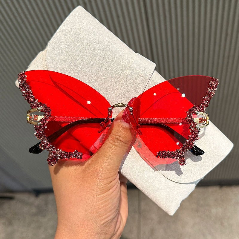 Trendy punk glasses with diamonds