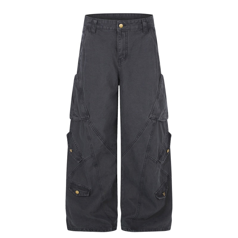 American-style streetwear harem pants Retro Heavy Fabric Multi Compartment