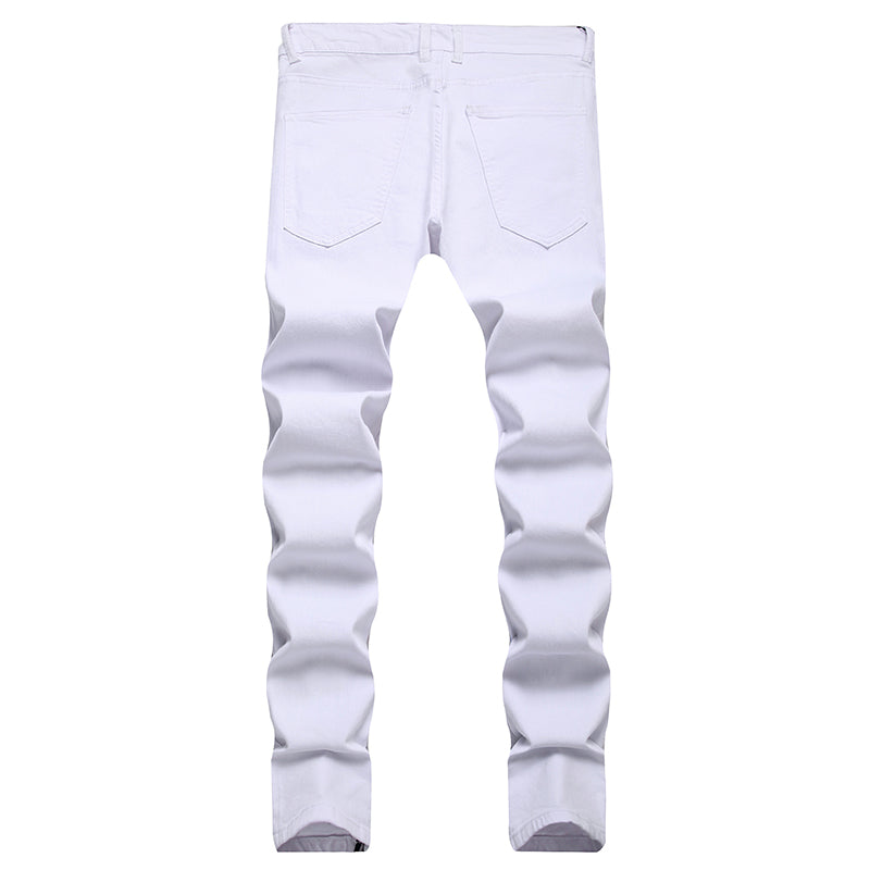Mens Fashion Jeans Pants pocket zipper Color splatter ink 1168# Pure cotton high quality