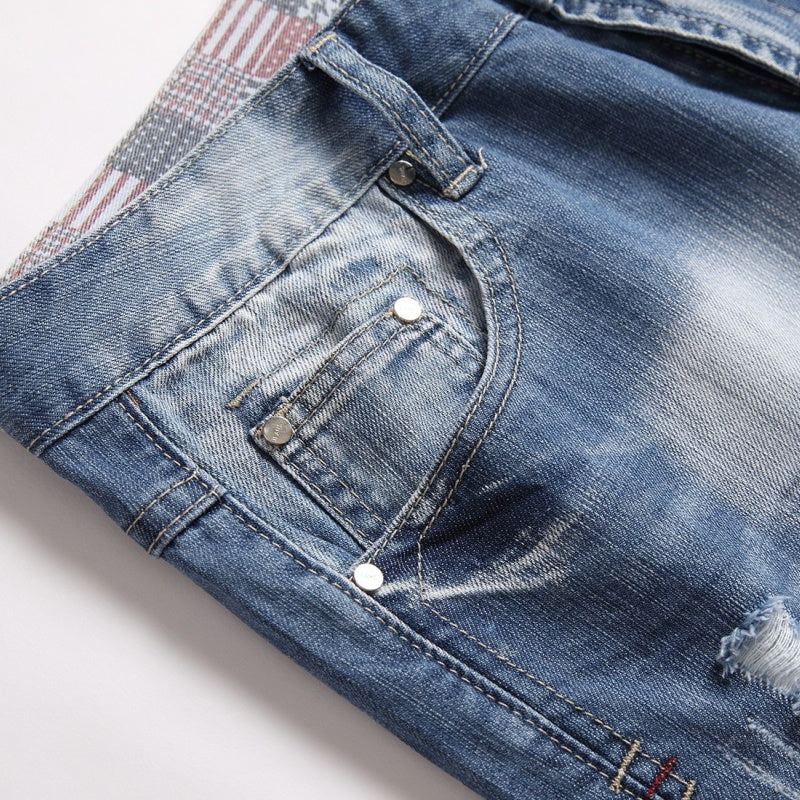 Denim shorts High-quality trendy casual pure cotton Non-stretch plus-size men's clothing