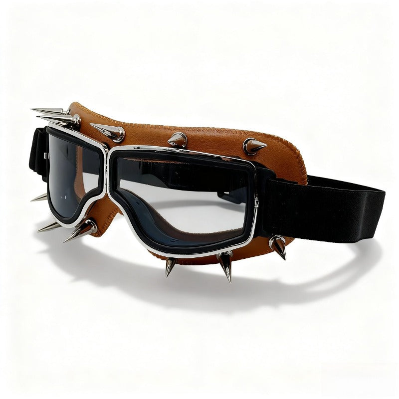 Trendy punk glasses retro leather binding