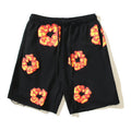 Denim Tears Shorts Cotton All-Over Flame Flower Wreath Graphic Oversized Drawstring