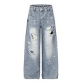 American-style streetwear harem pants Grunge Star Embroidery Denim Casual Wear