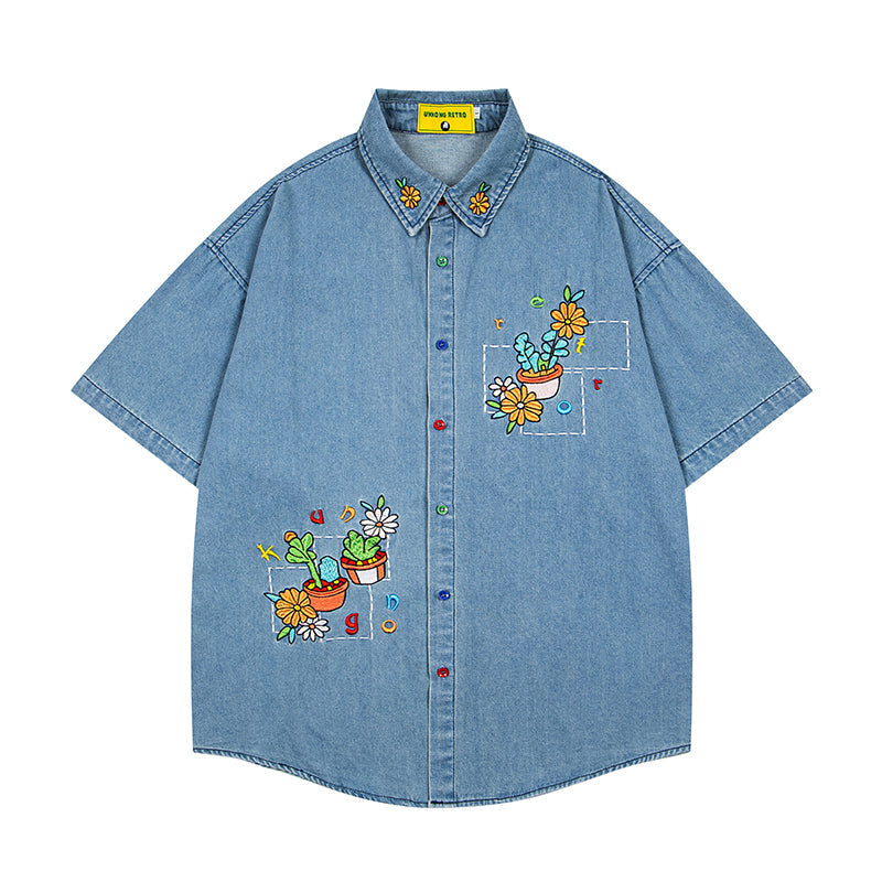 Unisex vintage T-shirt Polo shirt with a stand-up collar