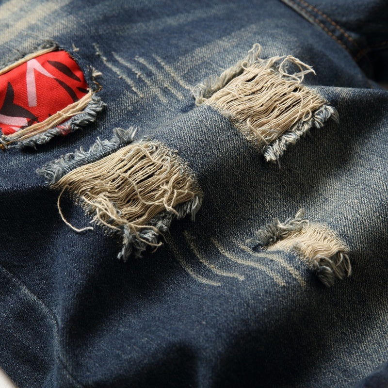 Denim shorts High-quality trendy casual pure cotton Non-stretch plus-size men's clothing