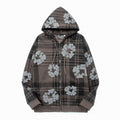 Denim Tears Hoodie Fleece Plaid Pattern Cotton Wreath Graphic Oversized