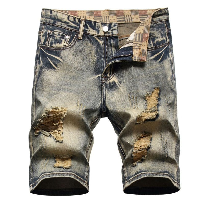 Denim shorts High-quality trendy casual pure cotton Non-stretch plus-size men's clothing