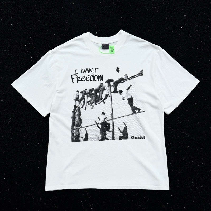 Unisex Vintage T Shirts West Coast hip-hop style fit; featuring white ink direct-to-garment printing and a heavyweight, distressed wash finish—a high-street short-sleeve tee.
