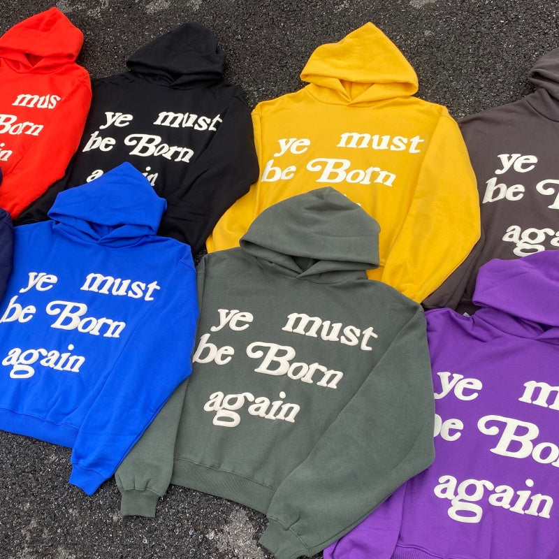 Unisex Vintage Hoodie  CPFM Ye Must Be Born Again Fleece-Lined Hoodie