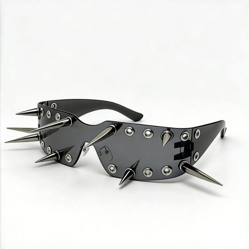 Trendy punk glasses spike all-in-one frameless