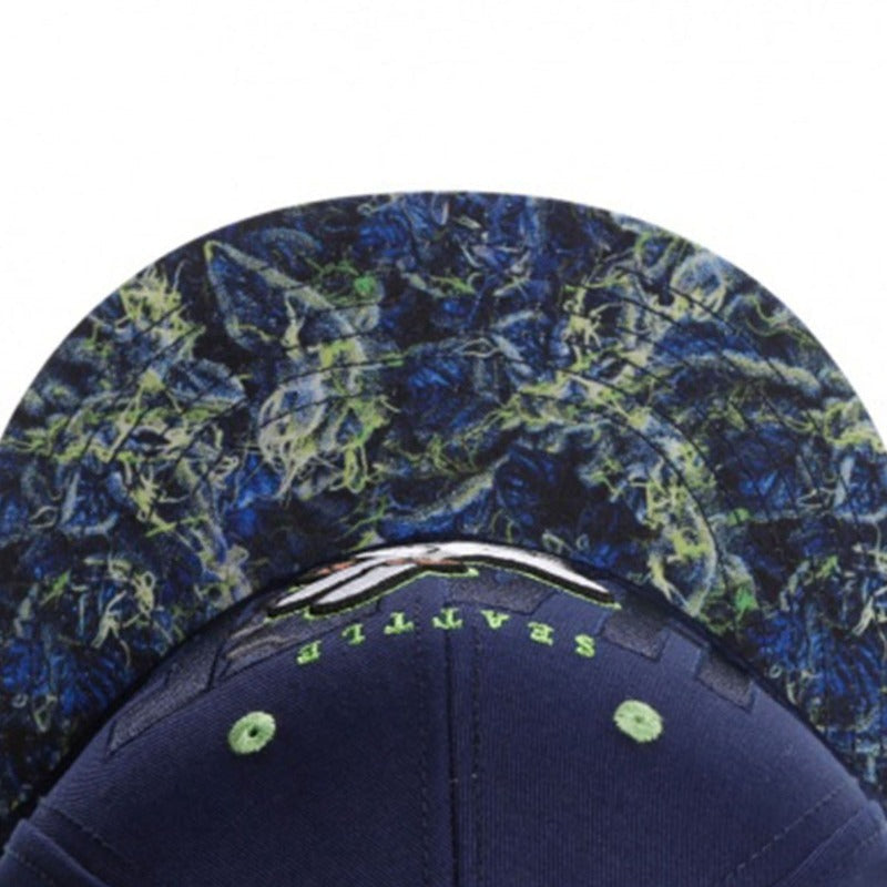 Trendy flat brimmed snapback hatsholding cigarette for sunshade