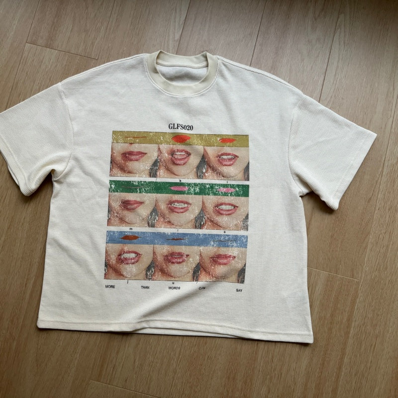 Unisex vintage T-shirt White ink direct spraying