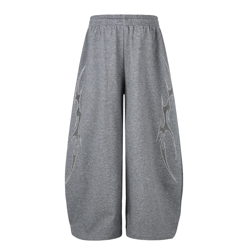 American-style streetwear harem pants Oversized Side Print Y2K Outfit