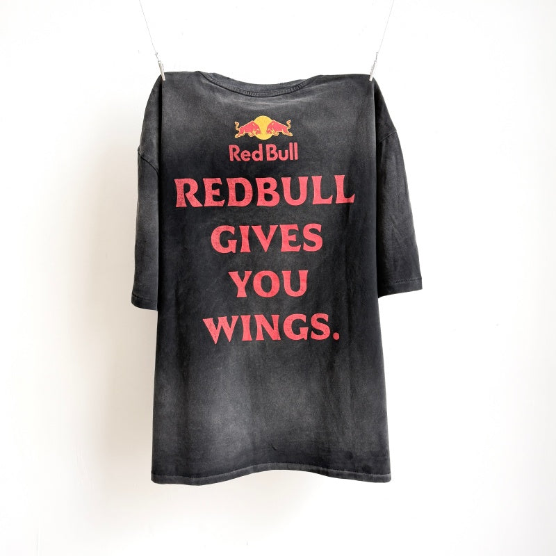 Unisex Vintage T Shirts Saint × Red Bull Limited Edition Collaboration T-Shirt. Features authentic-spec heavyweight fabric (280g post-wash weight) and vintage single-stitch/blind-stitch construction. Finished with enzyme grinding, sandblasting, and d