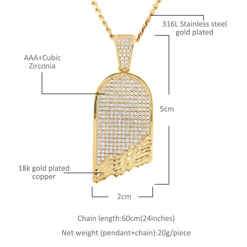 Jewelry Micro-set Zircon 18K Gold Plated Two-Tone Broken Skateboard Pendant Spectrum Jesus Pieces Royalty