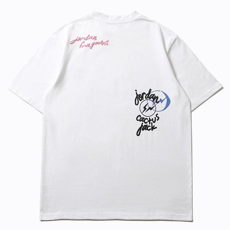 Mens T-shirt Vintage Cactus Jack x Air Jordan x Hiroshi Fujiwara Little Fragment Collaboration