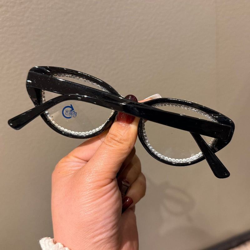 Trendy punk glasses retro full diamond anti-blue light