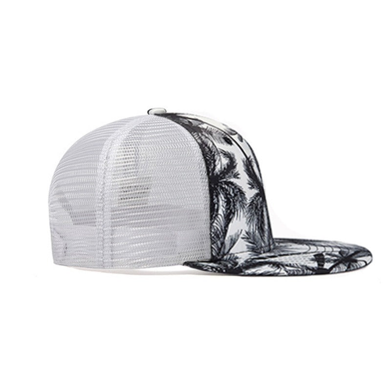Trendy flat brimmed snapback hatsspring summer breathable sunshade